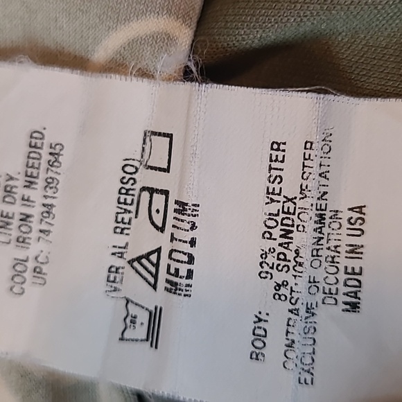 Vintage Y2K Slinky Floral Halter Dress Olive Green Light Cream Ruched Waist Sz M - Picture 10 of 13